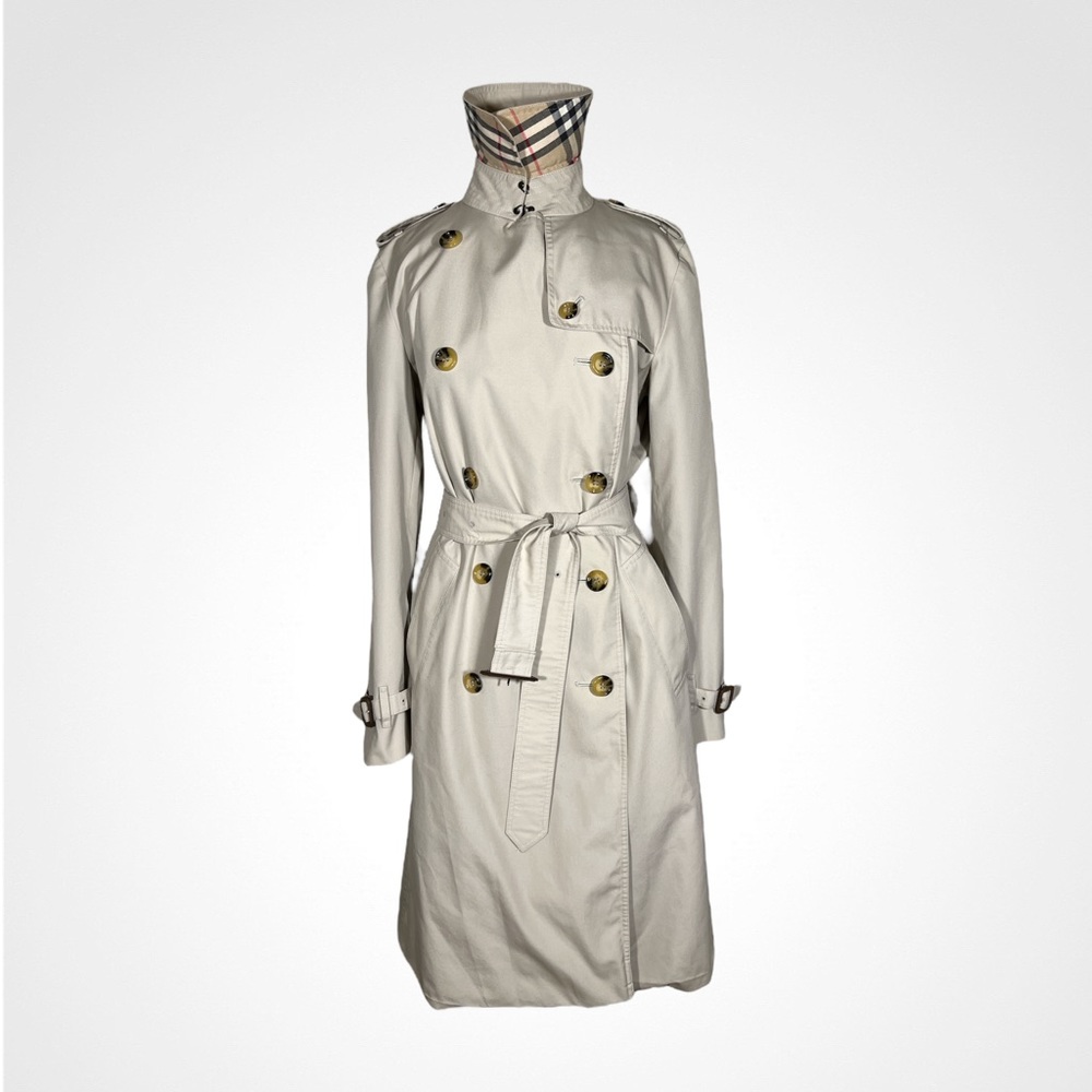 Burberry Classic Double Breasted Heritage Nova Check Trench Coat Belted 10